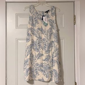 NWT - sleeveless cream / blue short dress - XL